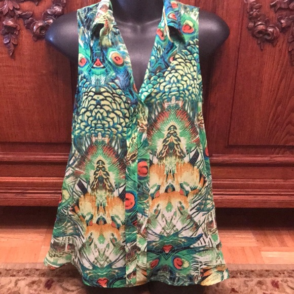 Lavender Brown sleeveless peacock tunic - Picture 4 of 7